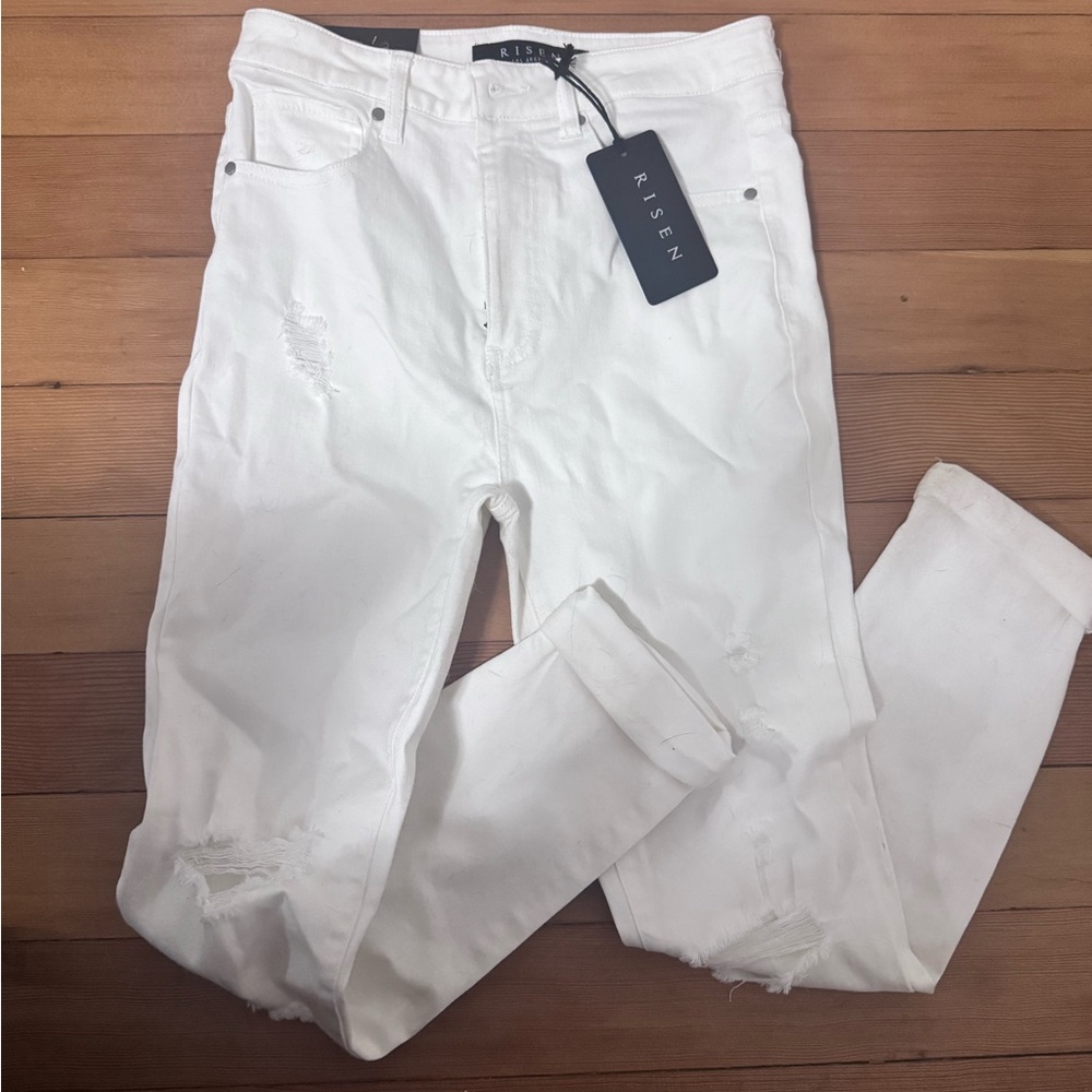 Risen White Distressed Denim - Size 27